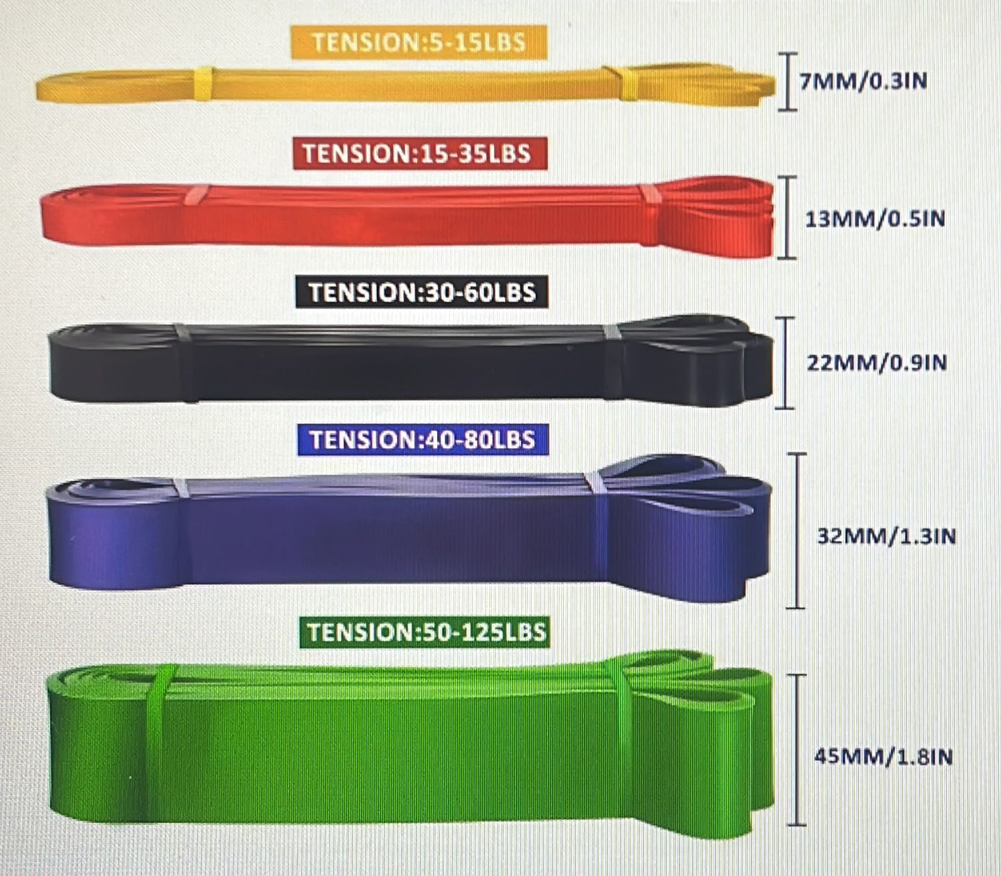 Banda de resistencia para ejercicios diferentes niveles