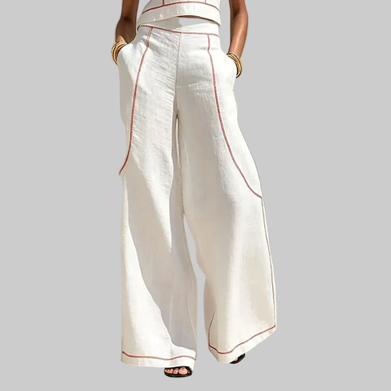 Inés Conjunto de Dos Piezas con Pantalón Palazzo y Detalles en Contraste