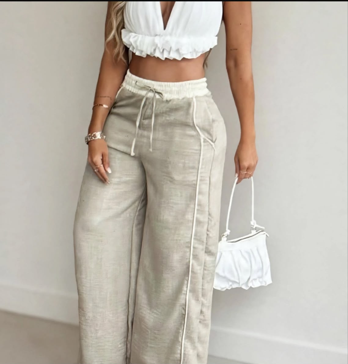 Pantalón ancho de cintura alta