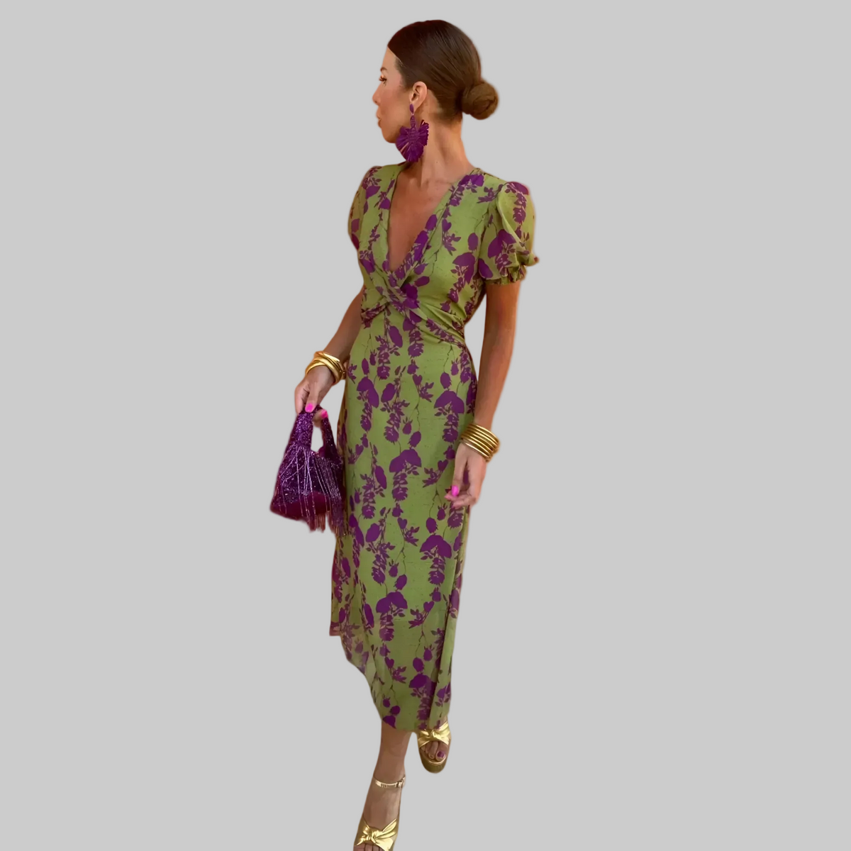 Ernestina™ | Vestido Largo Floral Verde
