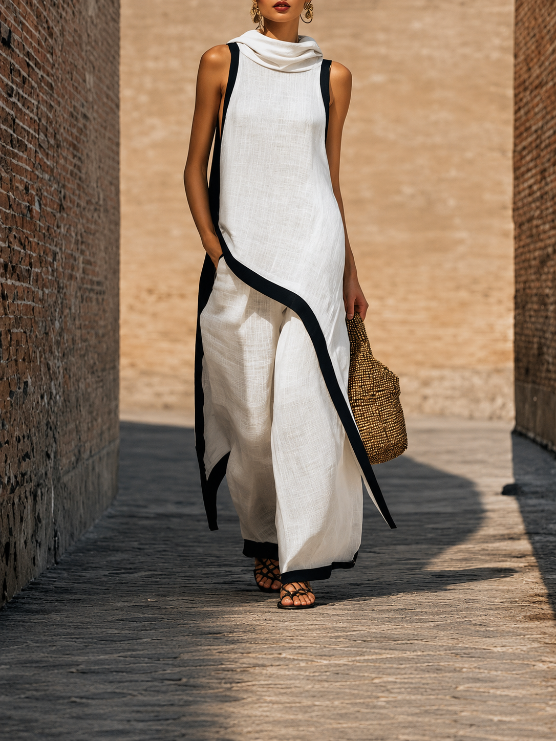 Nadia Conjunto Efecto Lino Atemporal con Diseño Minimalista