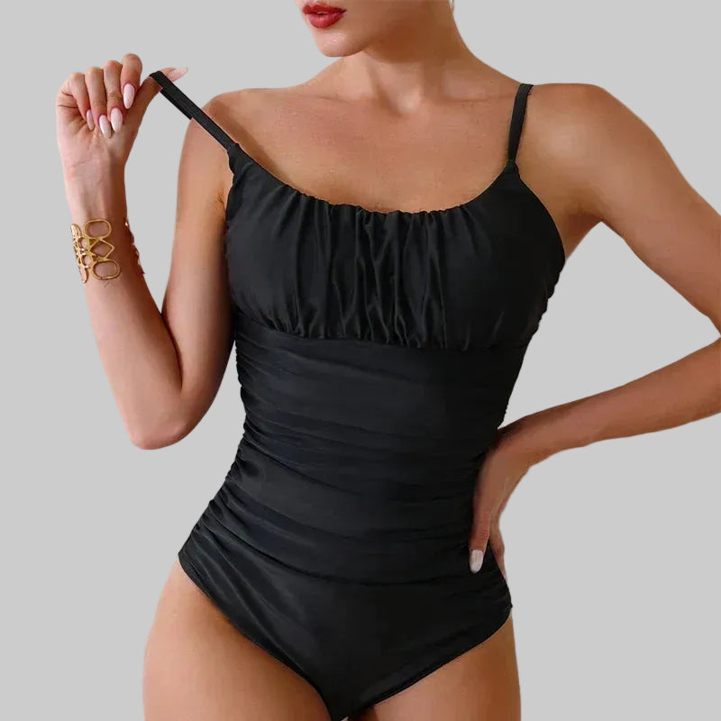 Leona | Il tuo elegante monokini con controllo addominale in nero