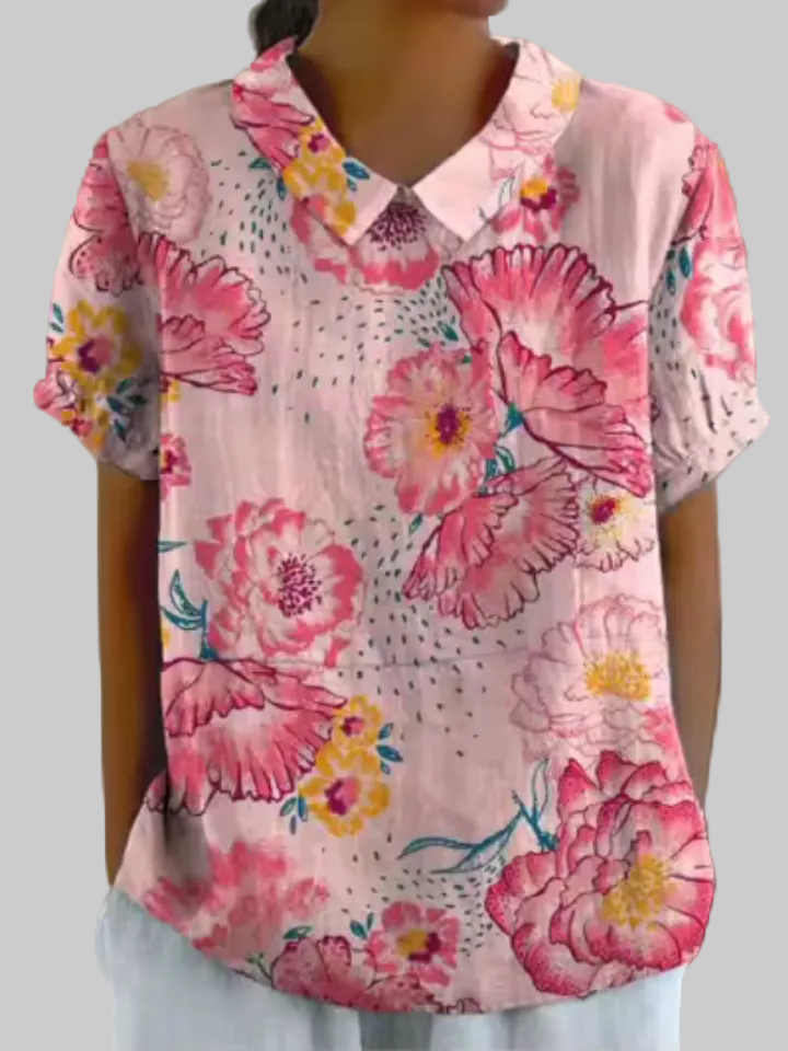 Nora | Chemise Rose Fleurie