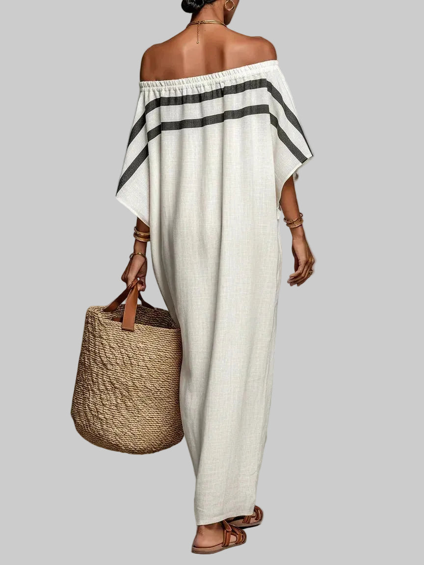 Naiara Vestido Maxi con Hombros Descubiertos y Mangas Murciélago