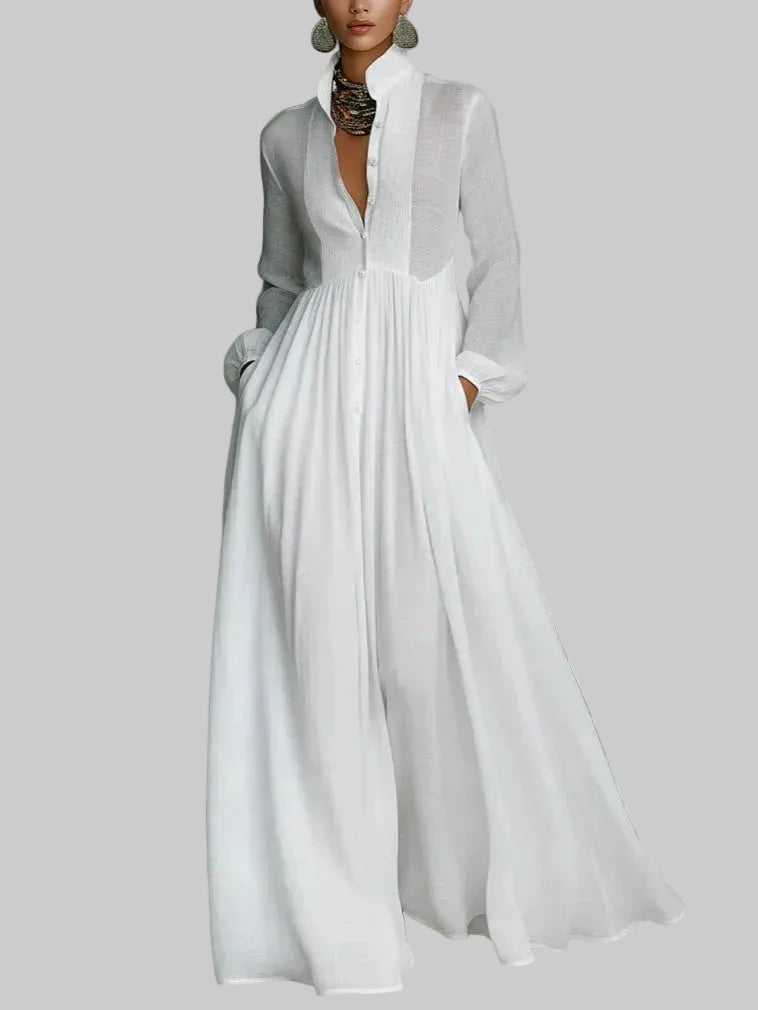 Alma Vestido Maxi Atemporal con Cuello Elegante