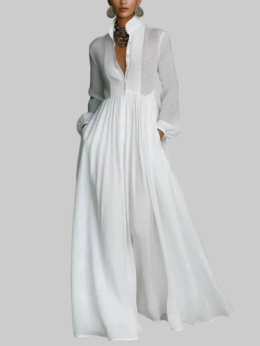 Alma Vestido Maxi Atemporal con Cuello Elegante