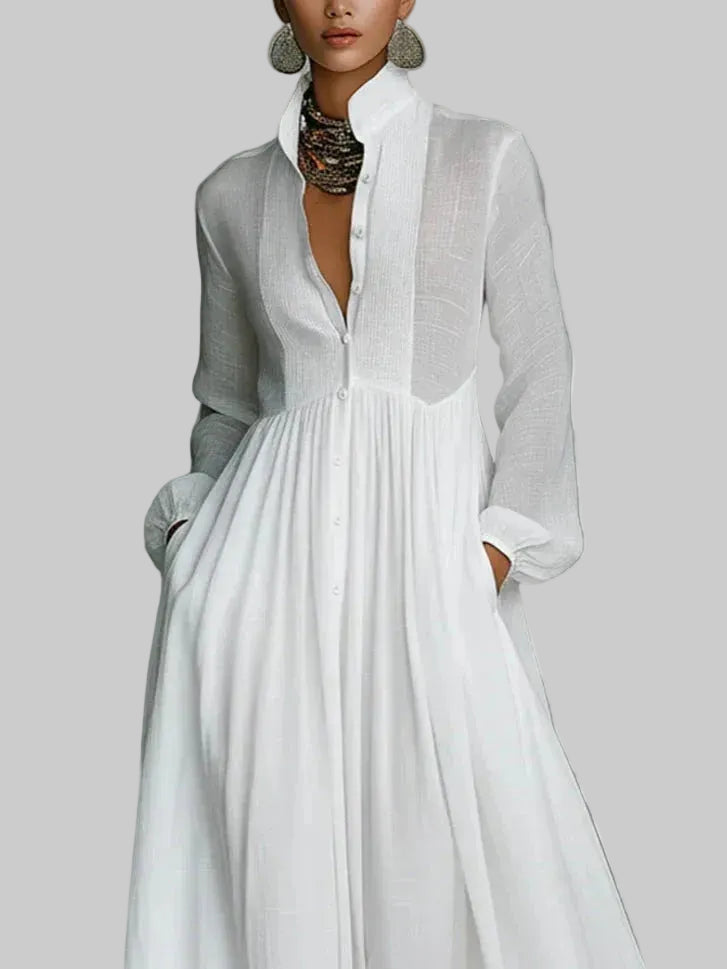 Alma Vestido Maxi Atemporal con Cuello Elegante