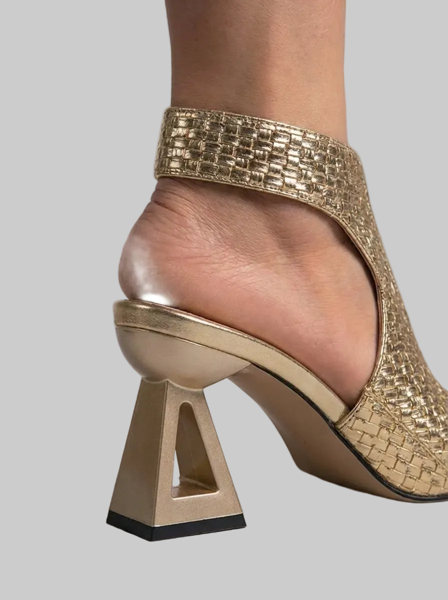 Graciela™ | Sandalia Elegante Trenzada de Tacón Geométrico