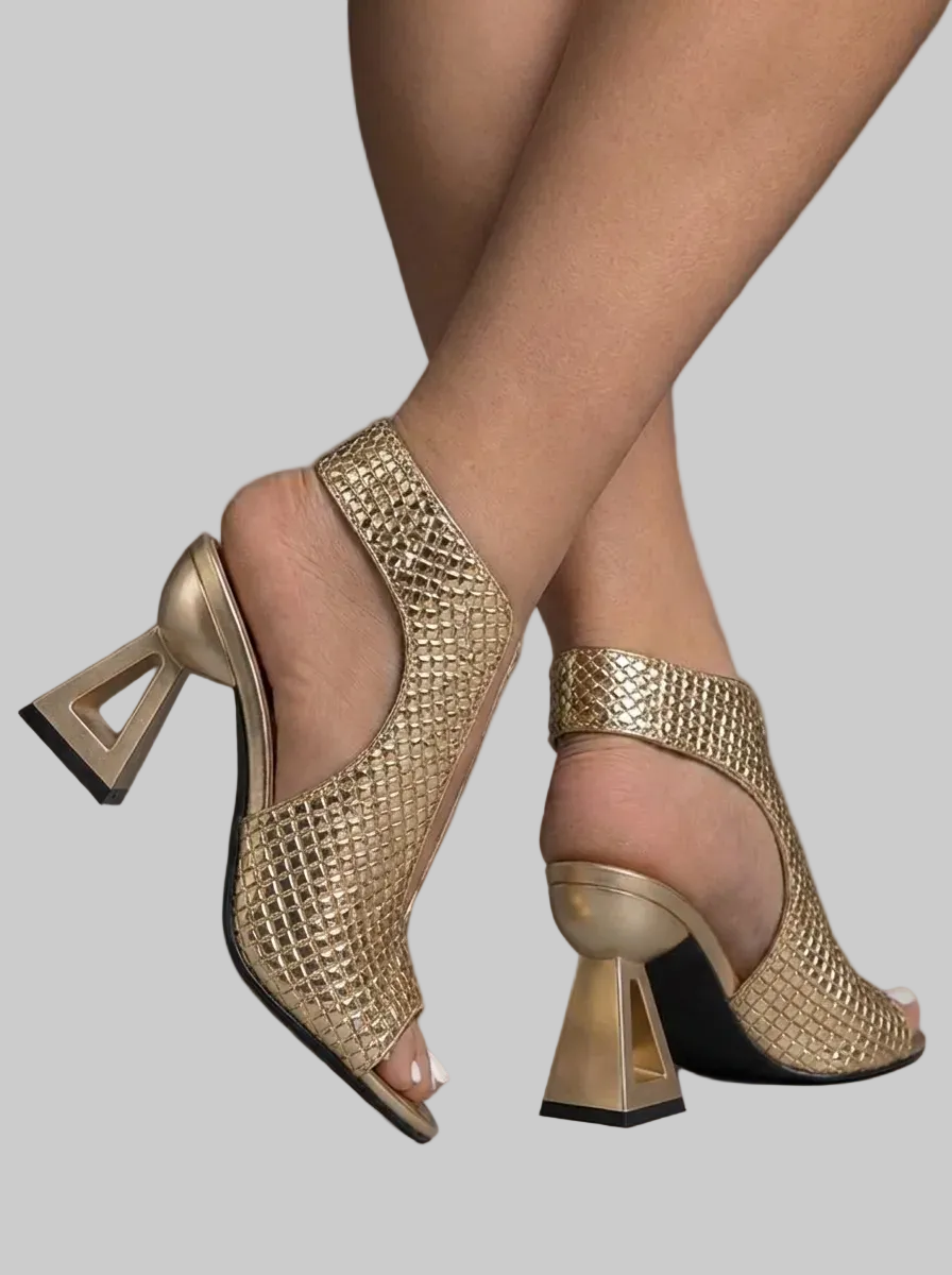 Graciela™ | Sandalia Elegante Trenzada de Tacón Geométrico