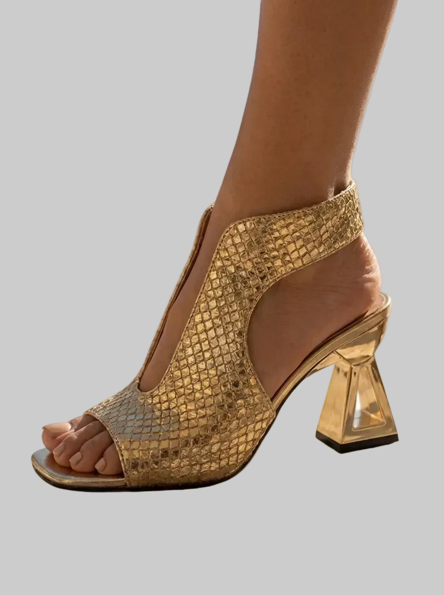 Graciela™ | Sandalia Elegante Trenzada de Tacón Geométrico