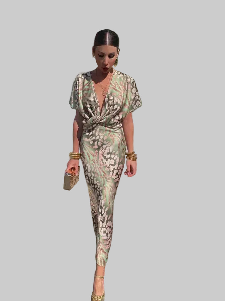 Higinia™ | Vestido Midi Estampado Tonos Cobre