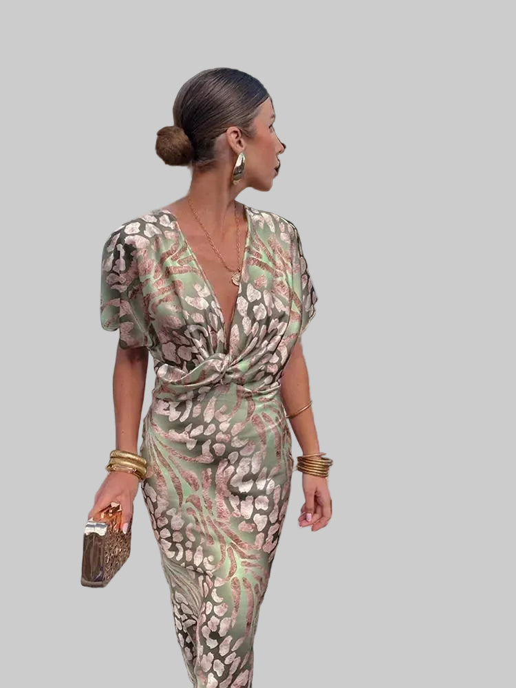 Higinia™ | Vestido Midi Estampado Tonos Cobre