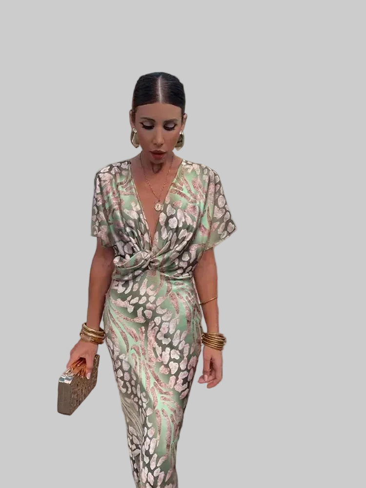 Higinia™ | Vestido Midi Estampado Tonos Cobre