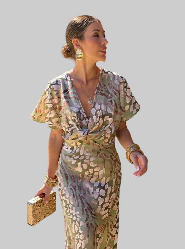Higinia™ | Vestido Midi Estampado Tonos Cobre
