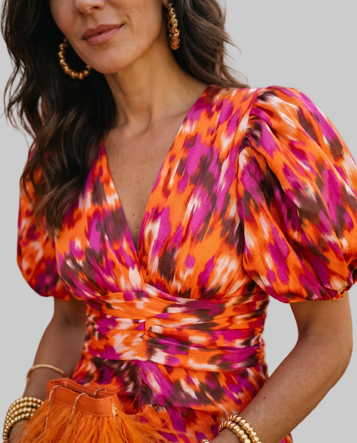 Carla™ | Vestido Midi Floral con Mangas Abullonadas