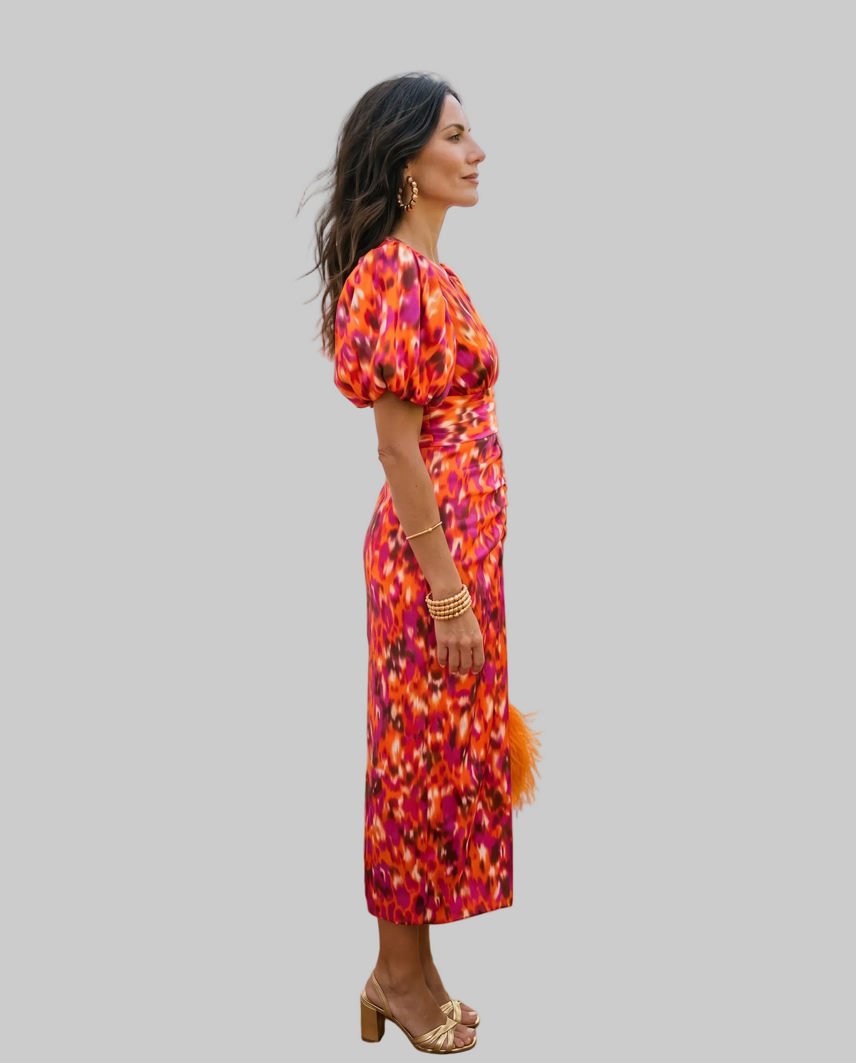 Carla™ | Vestido Midi Floral con Mangas Abullonadas