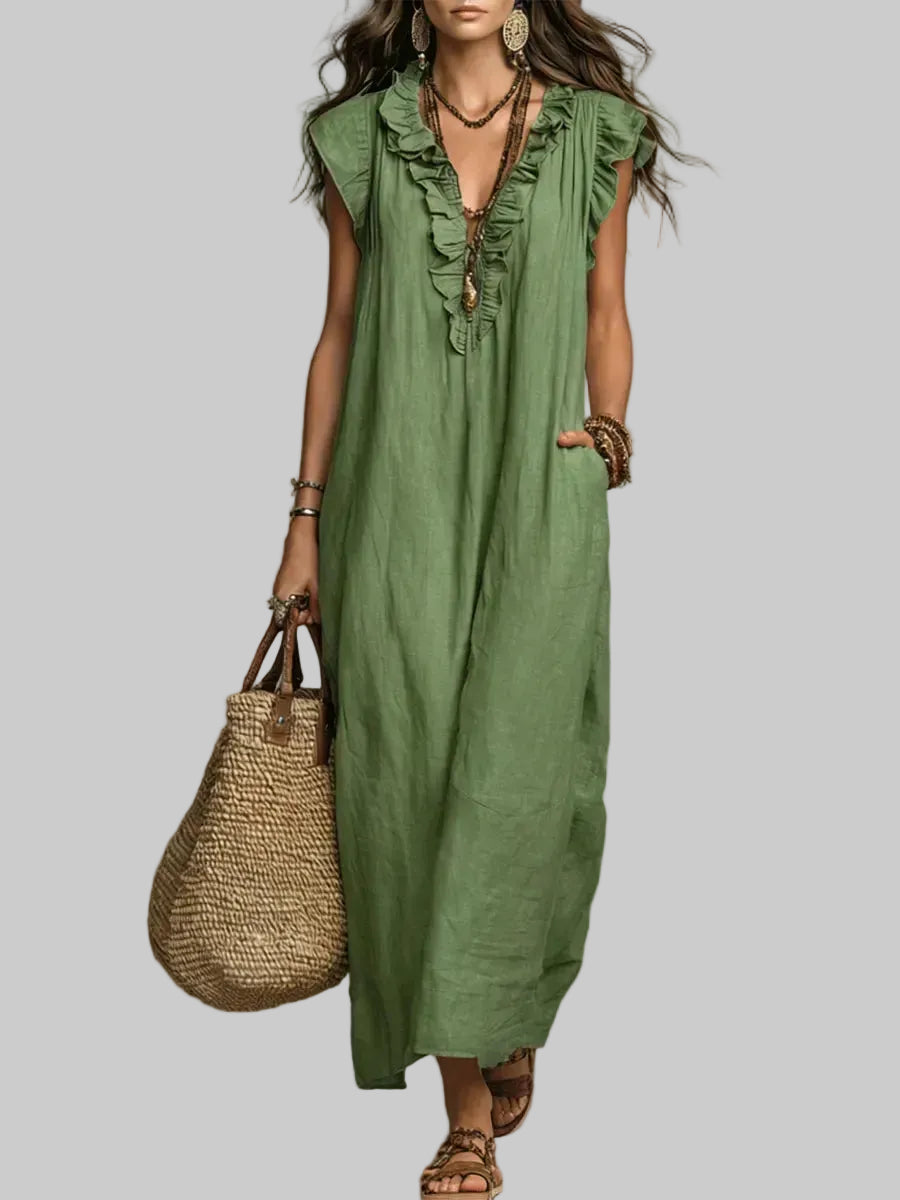 Camelia Vestido Maxi Bohemio con Escote en V