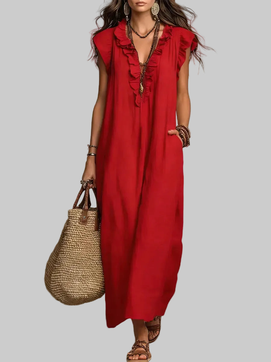 Camelia Vestido Maxi Bohemio con Escote en V
