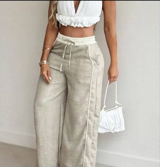 Pantalón ancho de cintura alta